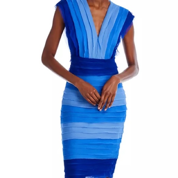 Tadashi Shoji Huxton Banded Ombré Midi Dress, Size New w/Tag